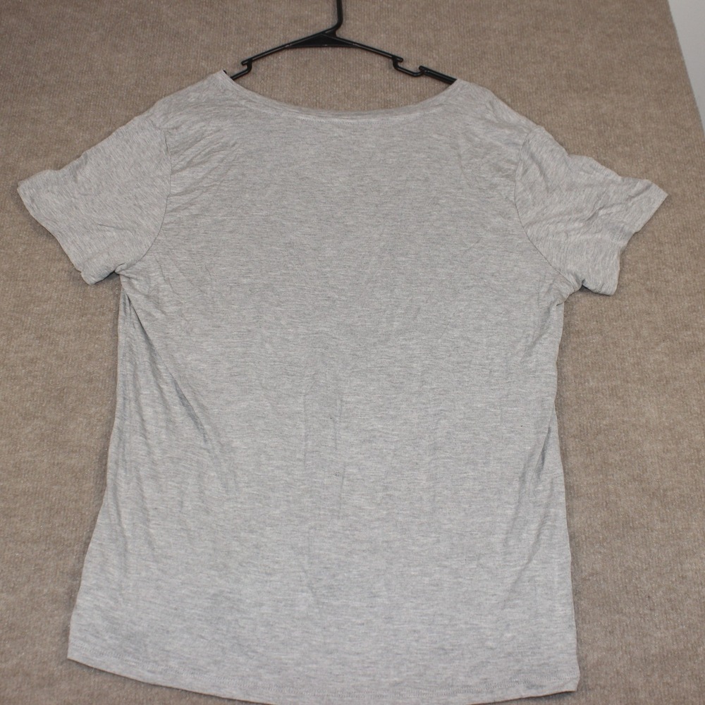 Just Be Womens V-Neck T-Shirt Heather Gray Short Sleeve Rayon Blend XL - Picture 5 of 5